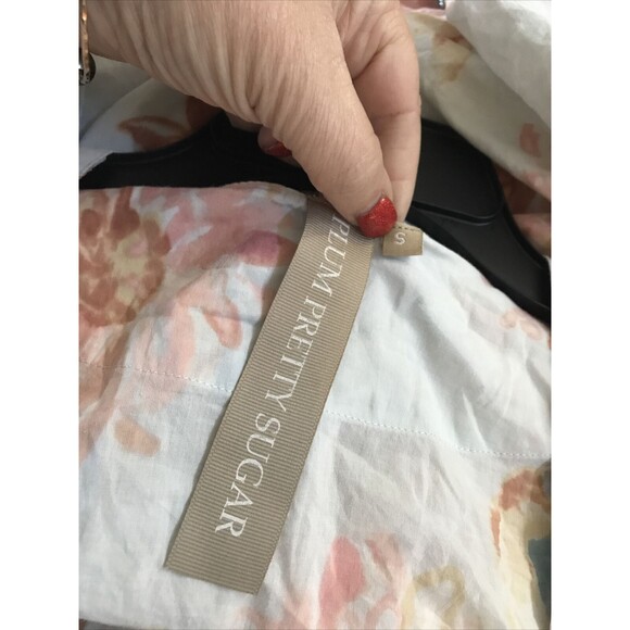 Plum Pretty Sugar Robe S Cotton Blue Floral Birds Long Sleeve Kimono Tie Short - Picture 4 of 9